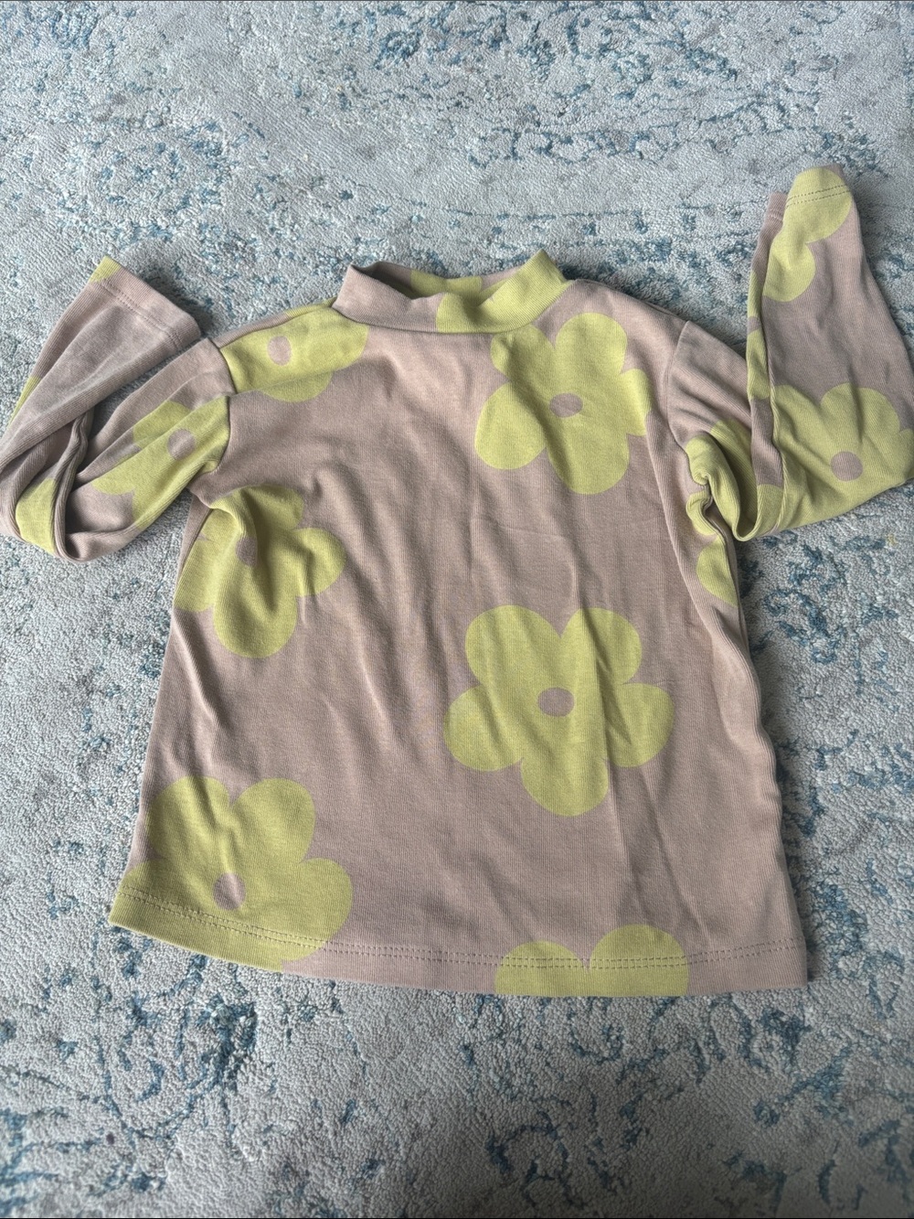Zara Kids Long Sleeve Tee in Beige with Yellow Flower Print